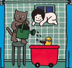 BIMBA-GATTO-ACQUA-PAPERA-Ellen-Duthie-logos-galline-volanti-2